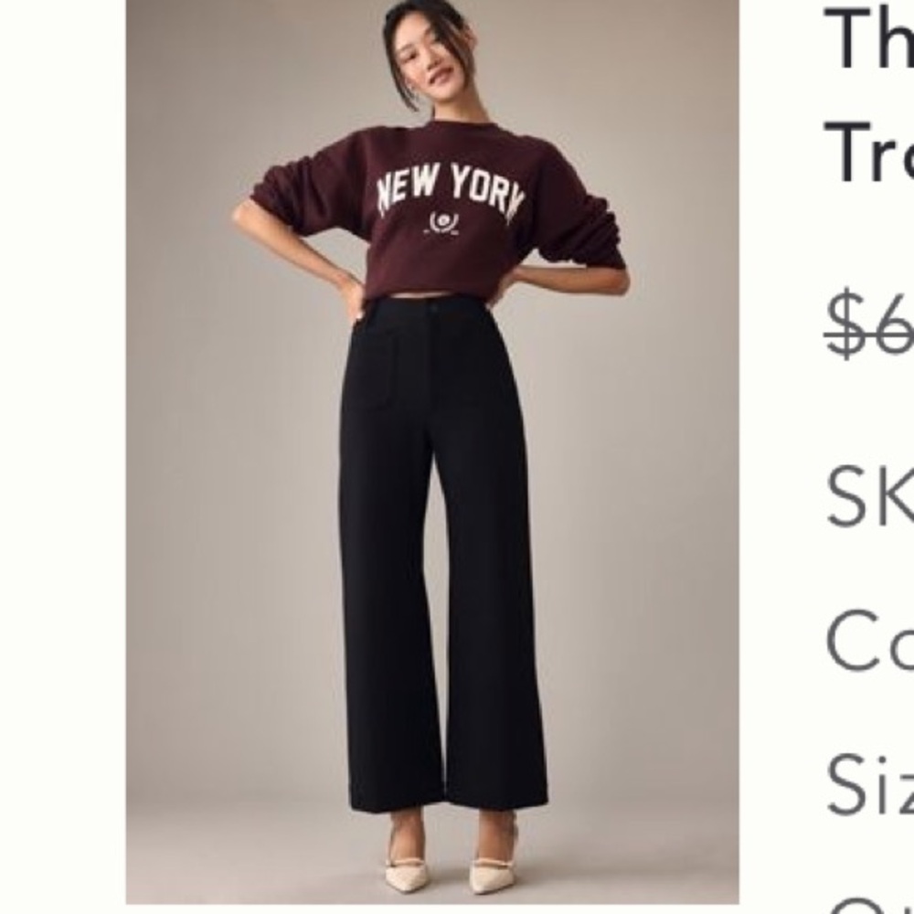 Anthropologie The Colette Cropped Wide-Leg Trousers by Maeve: Ponte Edition 24P